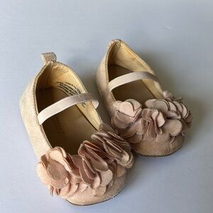 Old Navy Faux Suede Pink Ballet Flat Dress Shoe, Infant, Size 6-12M